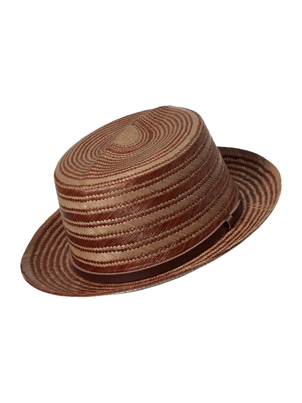 Panama Straw Fedora With Leather Band - Brown Multi sold by Paul Fredrick