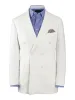 Linen Blend Double Breasted Peak Lapel Suit Jacket - White sold by Paul Fredrick
