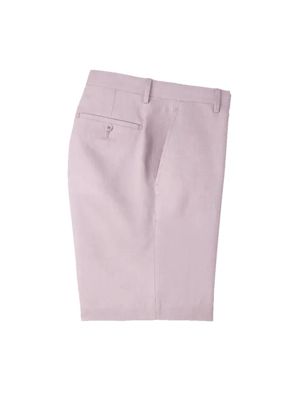 Linen Chambray Twill Flat Front Shorts - Light Purple sold by Paul Fredrick