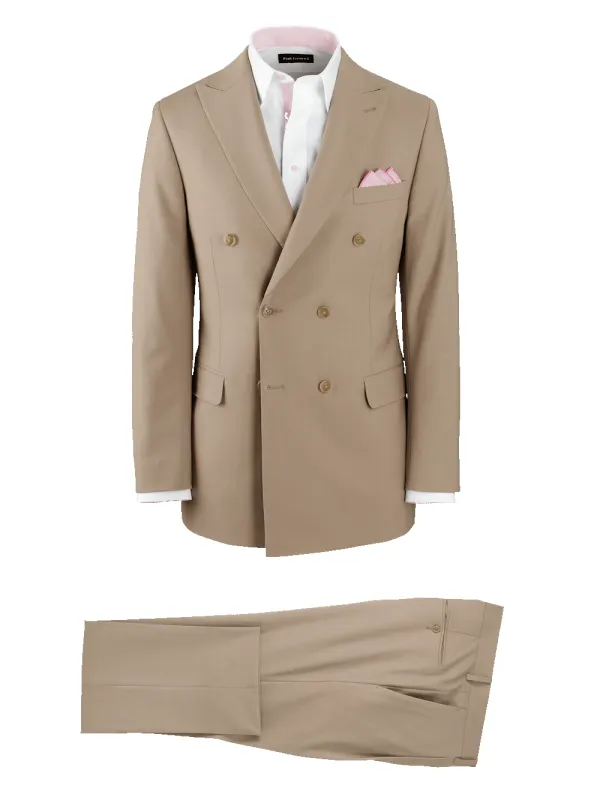 Wool Sstretch Bengaline Peak Lapel Suit - Light Tan sold by Paul Fredrick