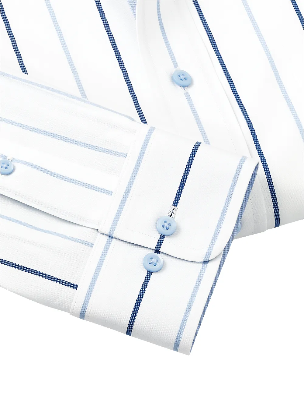 Non-Iron Cotton Stripe Dress Shirt With Contrast Trim - Blue sold by Paul Fredrick product image thumbnail 4