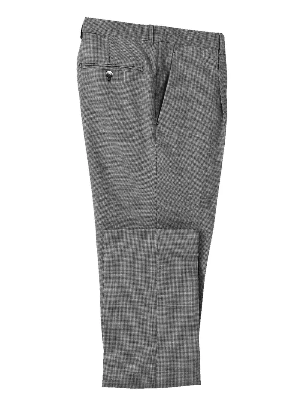Wool Micro Check Single Pleat Suit Pants - Black sold by Paul Fredrick