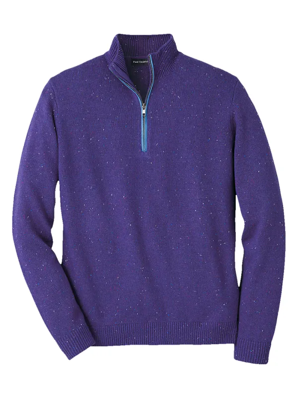 Donegal Zip Mock Neck Sweater - Purple sold by Paul Fredrick