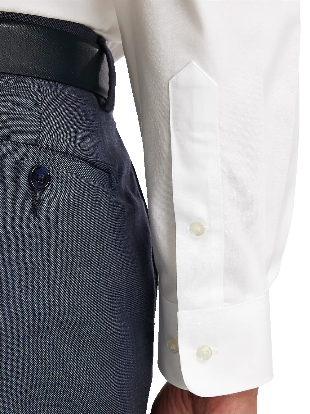 Non-Iron Cotton Pinpoint Solid Spread Collar Dress Shirt - White sold by Paul Fredrick product image thumbnail 4