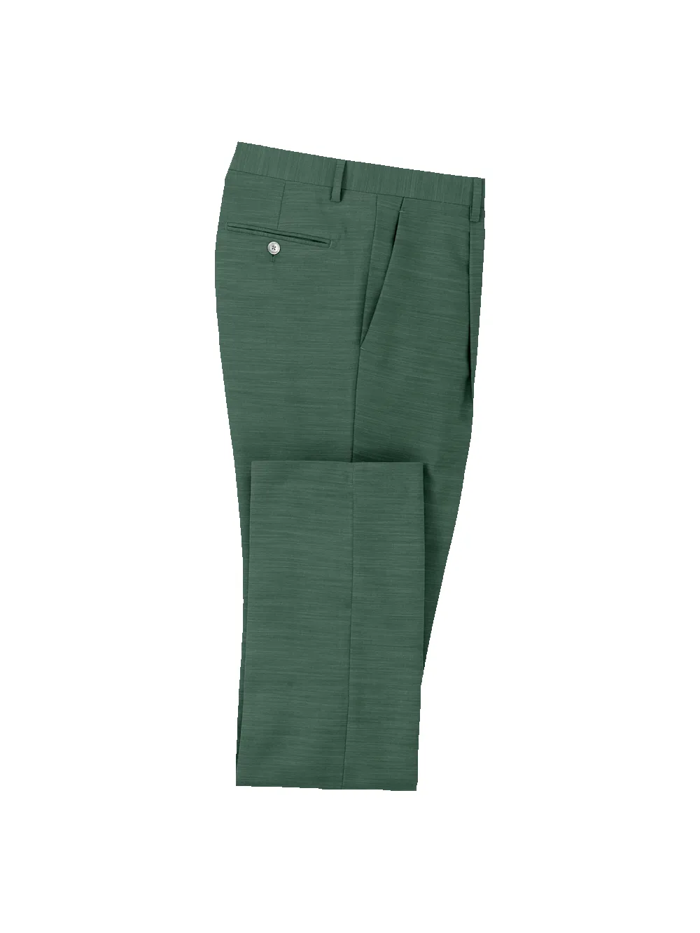 Microfiber Linen Blend Single Pleat Suit Pants - Green sold by Paul Fredrick