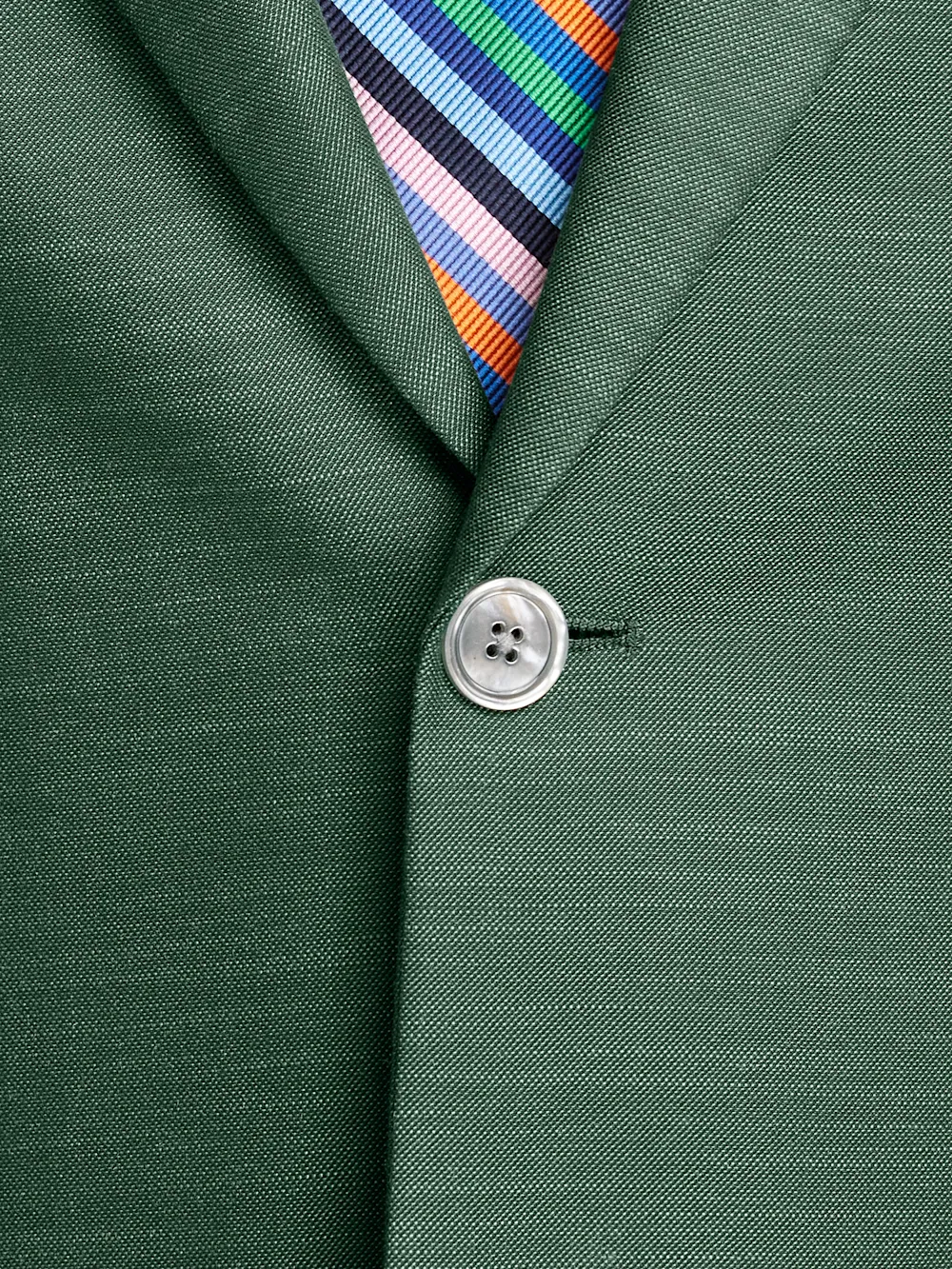 Microfiber Linen Blend Double Breasted Peak Lapel Suit Jacket - Green sold by Paul Fredrick product image thumbnail 5