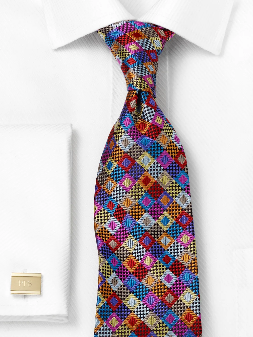 Geometric Woven Silk Tie - Multi sold by Paul Fredrick product image thumbnail 2
