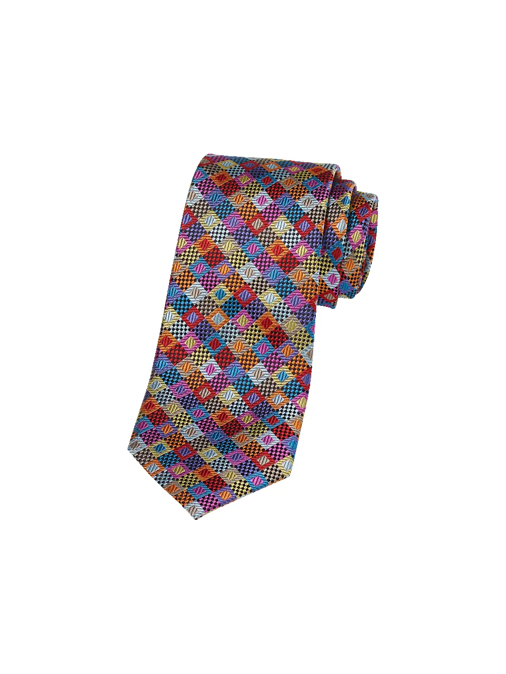 Geometric Woven Silk Tie - Multi sold by Paul Fredrick