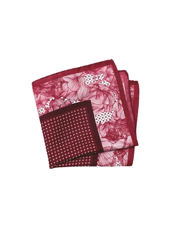 Floral Silk Pocket Square - Red sold by Paul Fredrick