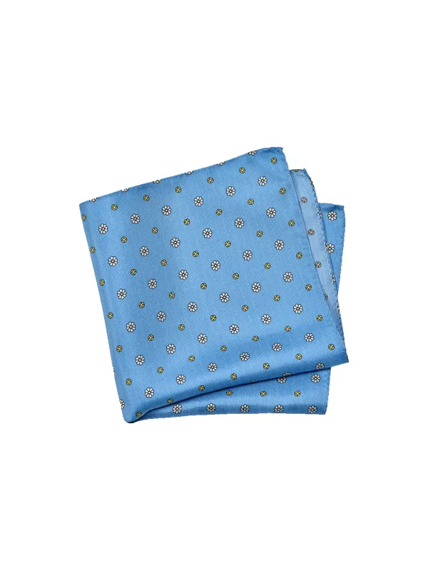 Floral Silk Pocket Square - Light Blue sold by Paul Fredrick