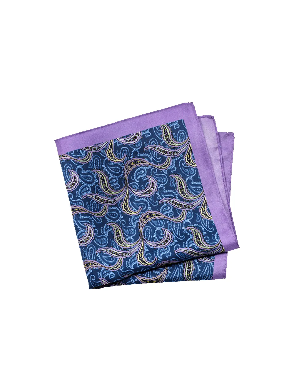 Paisley Silk Pocket Square - Blue Multi sold by Paul Fredrick