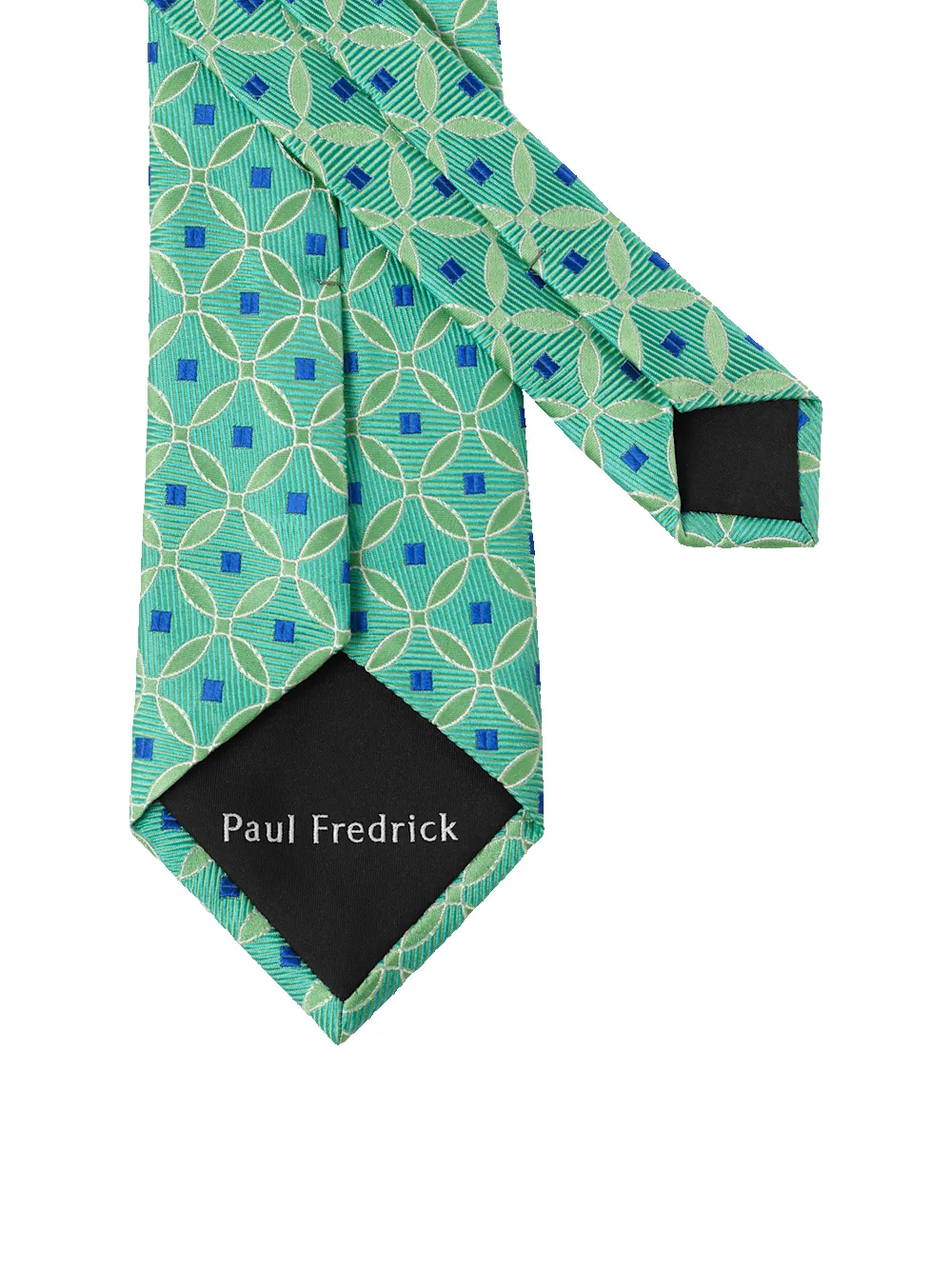 Geometric Woven Silk Tie - Green/blue sold by Paul Fredrick product image thumbnail 3