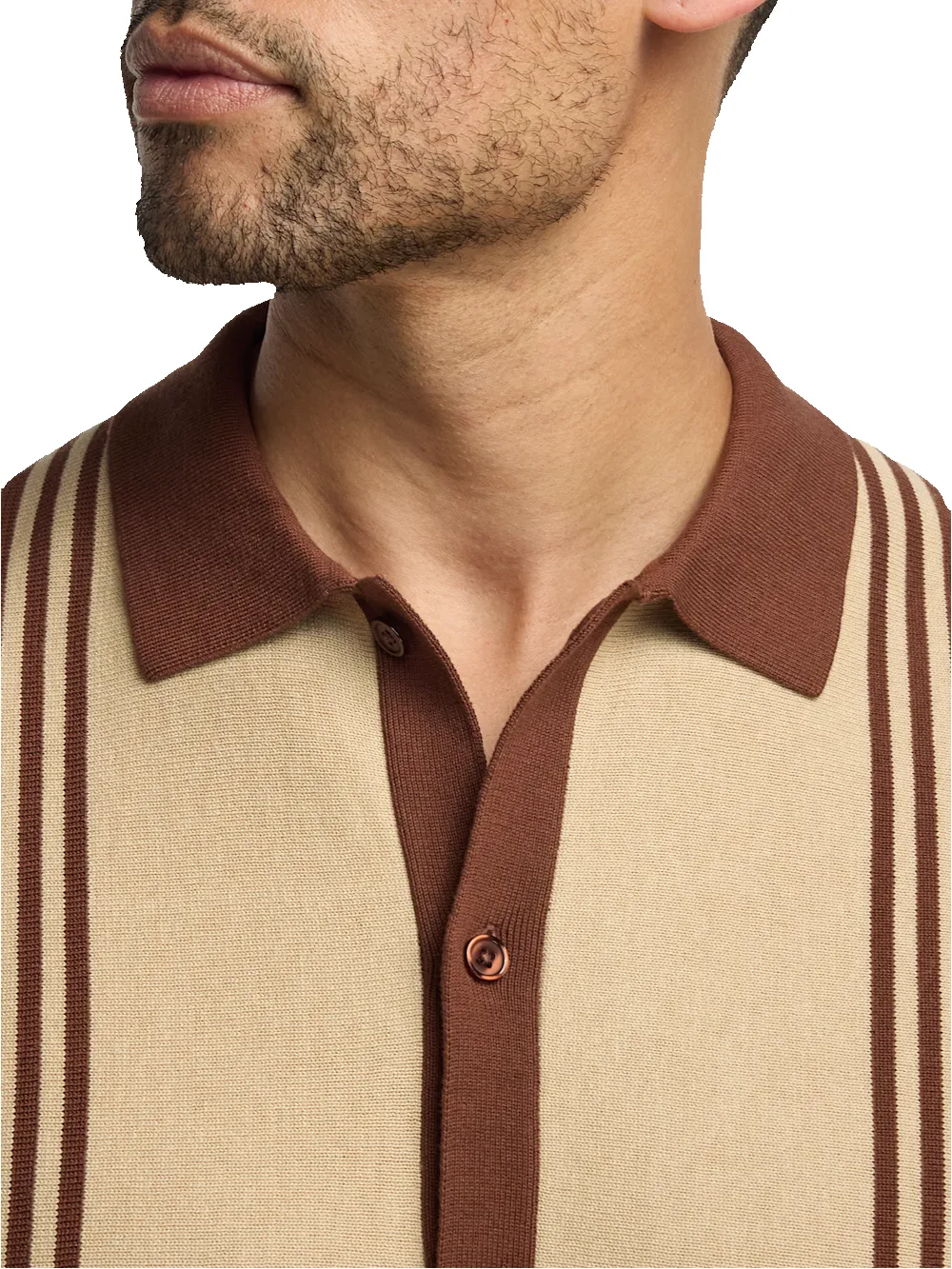 Cotton Three Button Front Polo - Brown sold by Paul Fredrick product image thumbnail 3