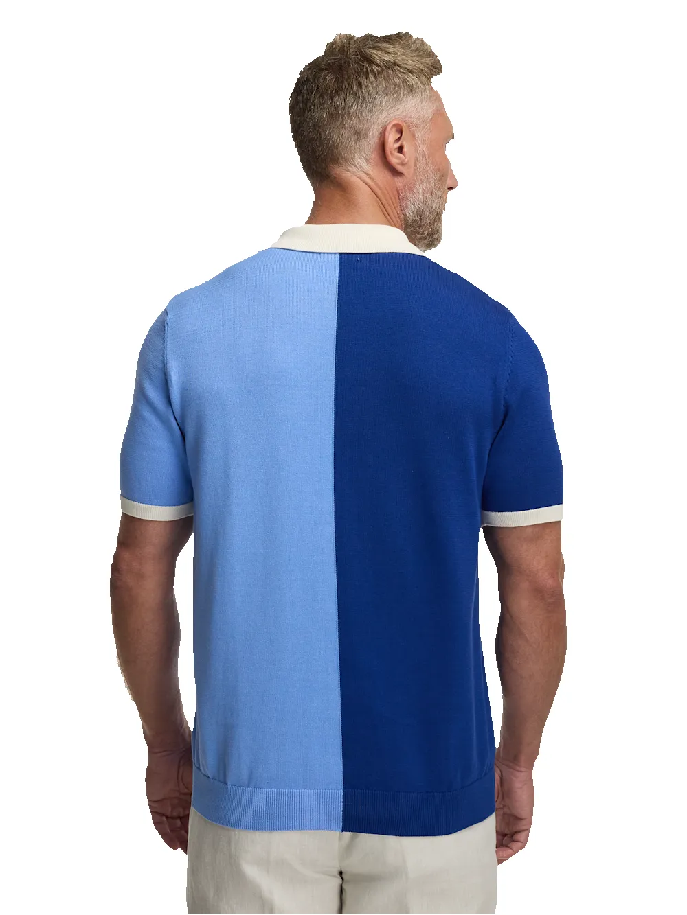 Cotton Button Front Camp Collar Sweater - Blue sold by Paul Fredrick product image thumbnail 5