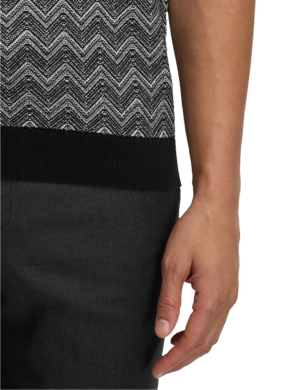 Cotton V-neck Polo - Black sold by Paul Fredrick product image thumbnail 4