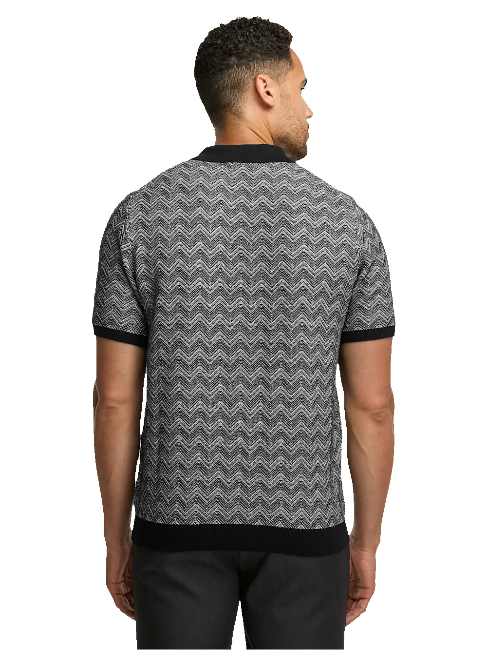 Cotton V-neck Polo - Black sold by Paul Fredrick product image thumbnail 5