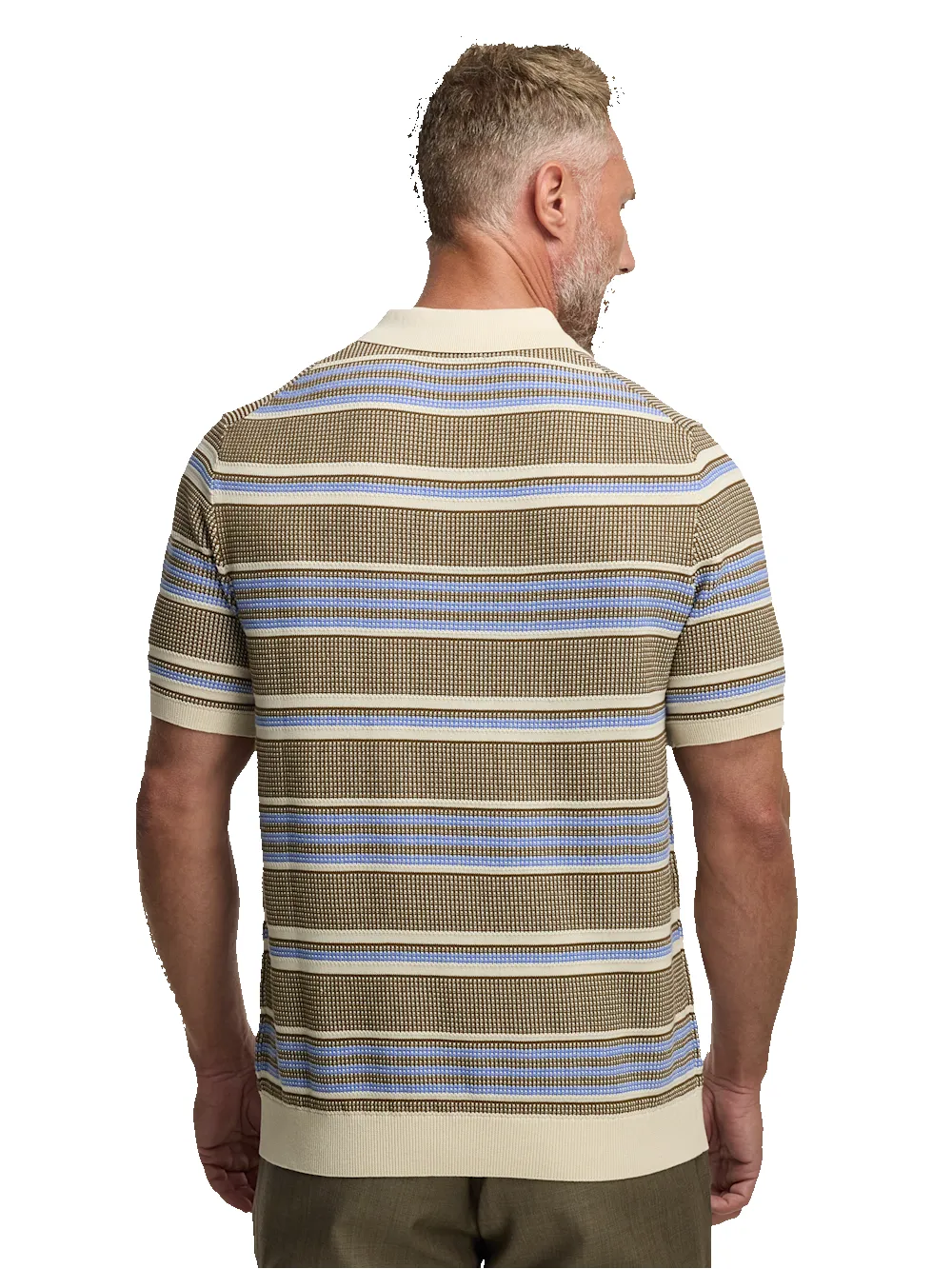 Cotton Three Button Polo - Brown/blue sold by Paul Fredrick product image thumbnail 5