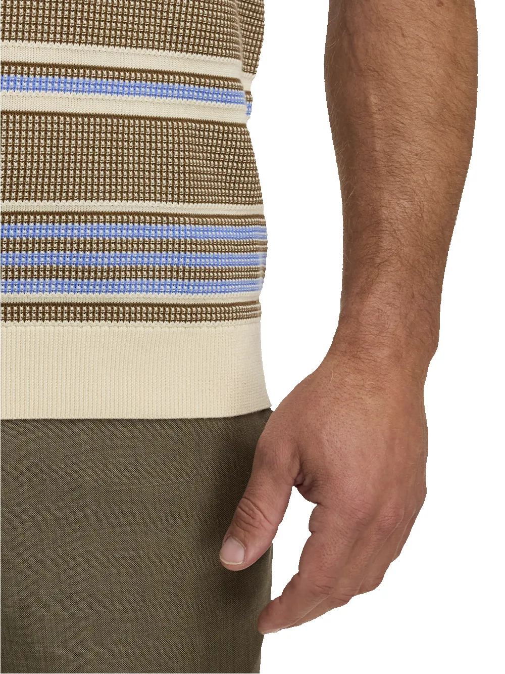 Cotton Three Button Polo - Brown/blue sold by Paul Fredrick product image thumbnail 4