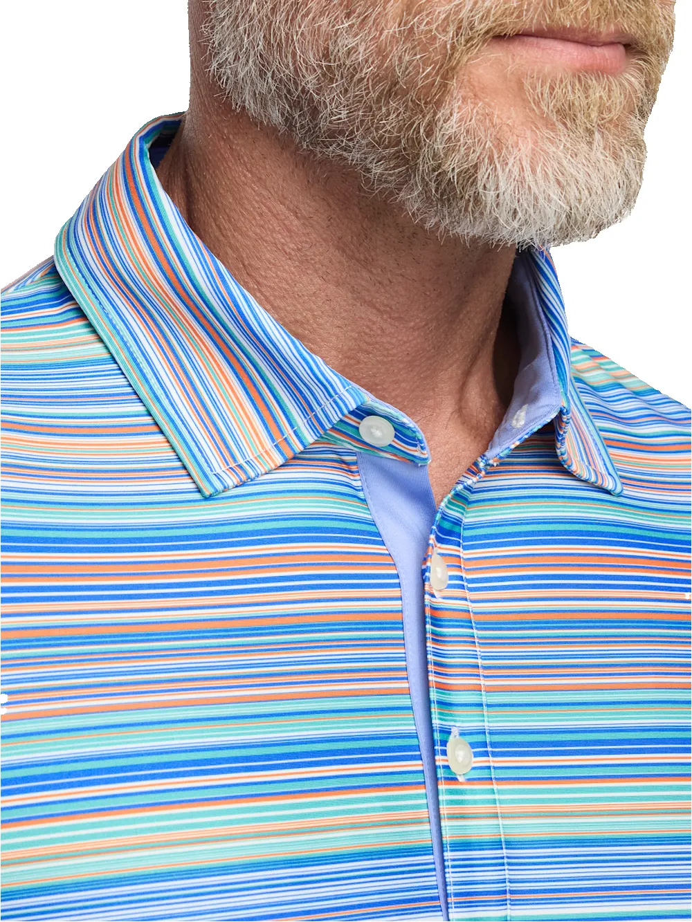 Performance Blend Three Button Patterned Performance Polo - Multi sold by Paul Fredrick product image thumbnail 3