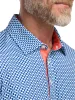 Performance Blend Three Button Patterned Performance Polo - Navy sold by Paul Fredrick