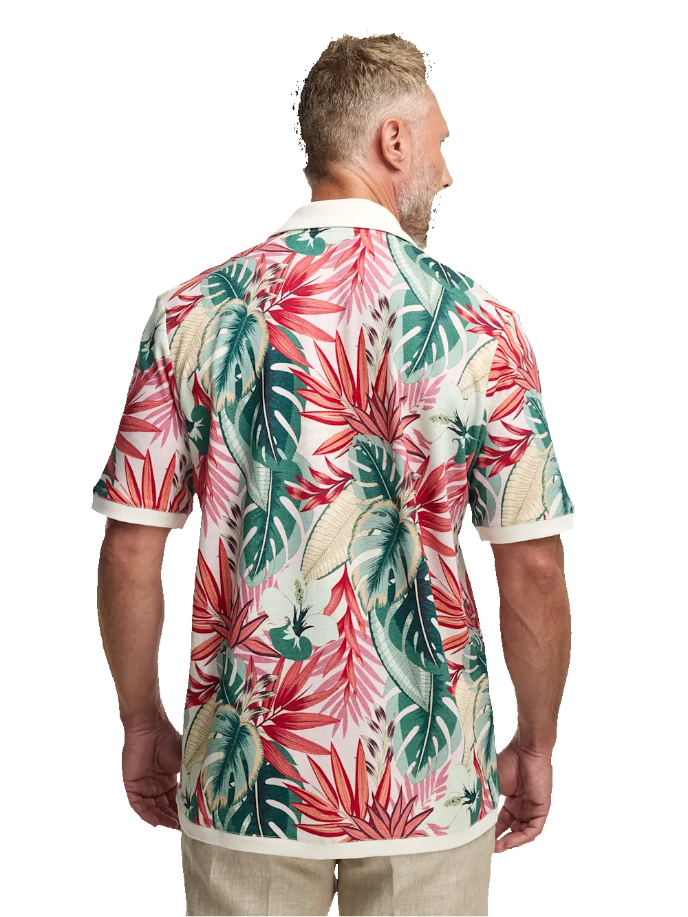 Linen Blend Full Button Front Camp Collar - Pink Multi sold by Paul Fredrick product image thumbnail 5