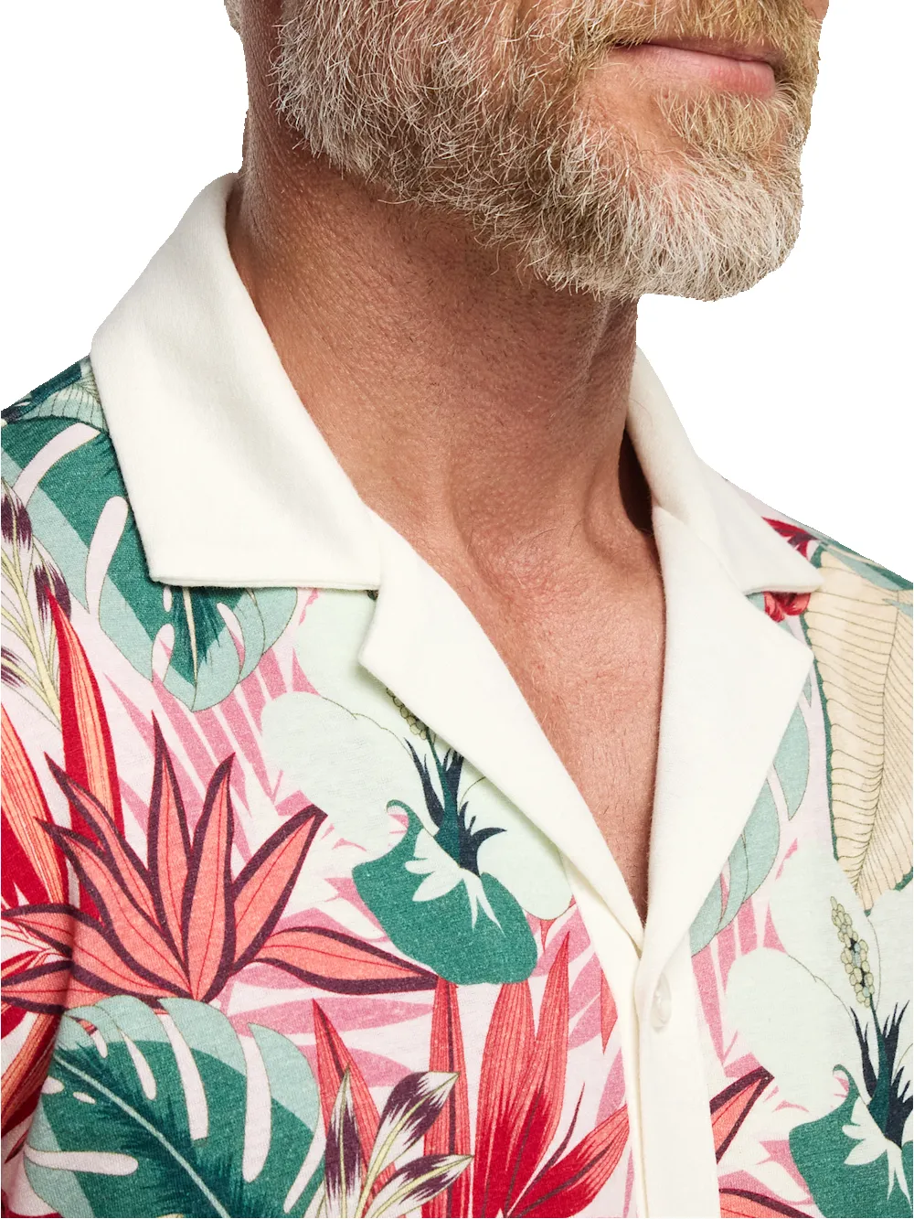 Linen Blend Full Button Front Camp Collar - Pink Multi sold by Paul Fredrick product image thumbnail 3