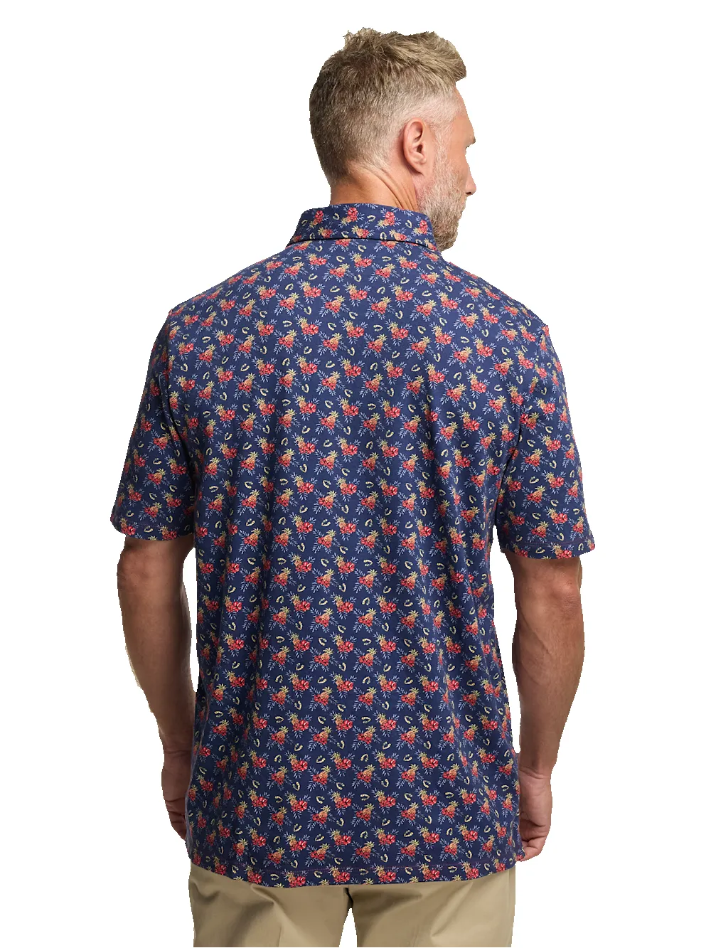Cotton Full Button Front Polo - Navy Multi sold by Paul Fredrick product image thumbnail 5