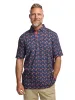 Cotton Full Button Front Polo - Navy Multi sold by Paul Fredrick