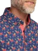 Cotton Full Button Front Polo - Navy Multi sold by Paul Fredrick