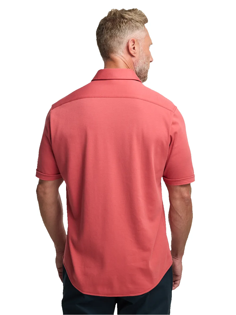 Cotton Full Button Front Polo - Coral sold by Paul Fredrick product image thumbnail 5