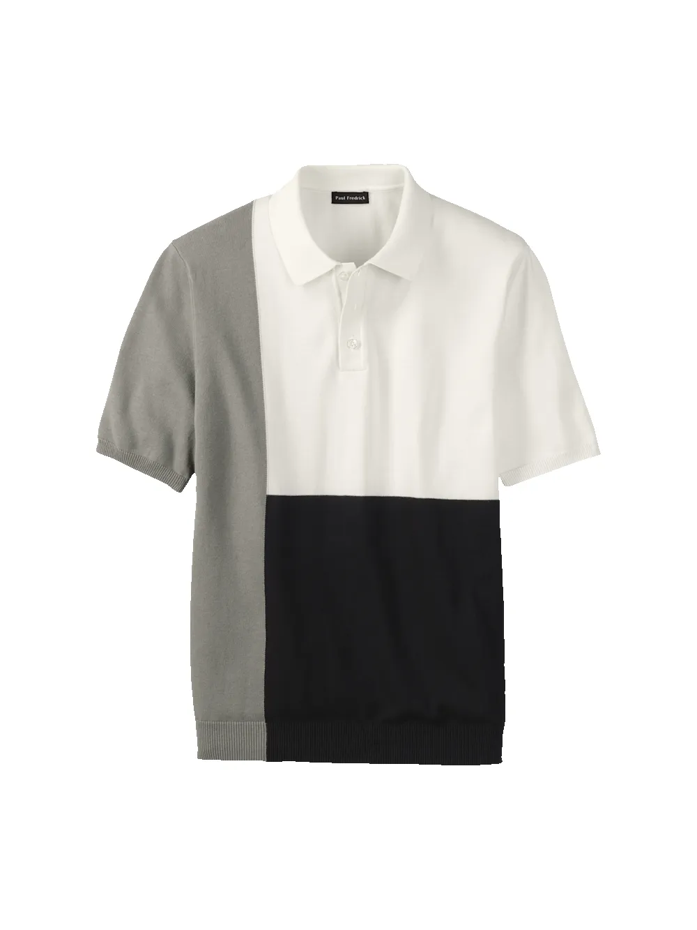 Cotton Three Button Polo - Black/white sold by Paul Fredrick
