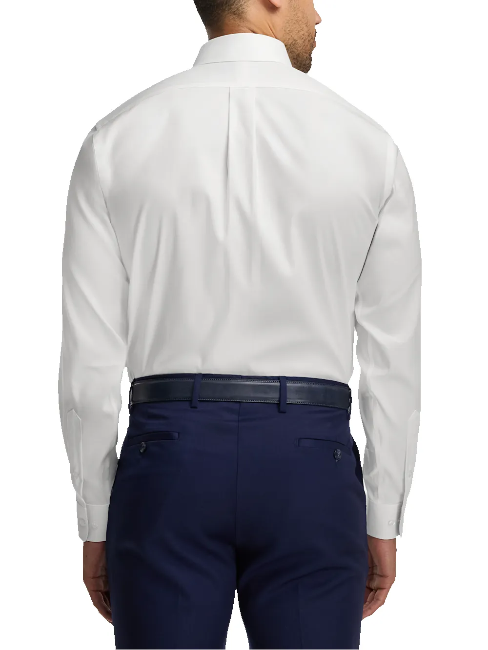 Comfort Stretch Non-Iron Solid Dress Shirt With Contrast Trim - White sold by Paul Fredrick product image thumbnail 5