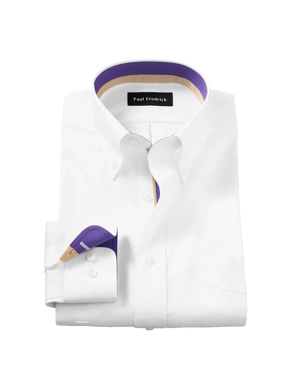 Comfort Stretch Non-Iron Solid Dress Shirt With Contrast Trim - White sold by Paul Fredrick