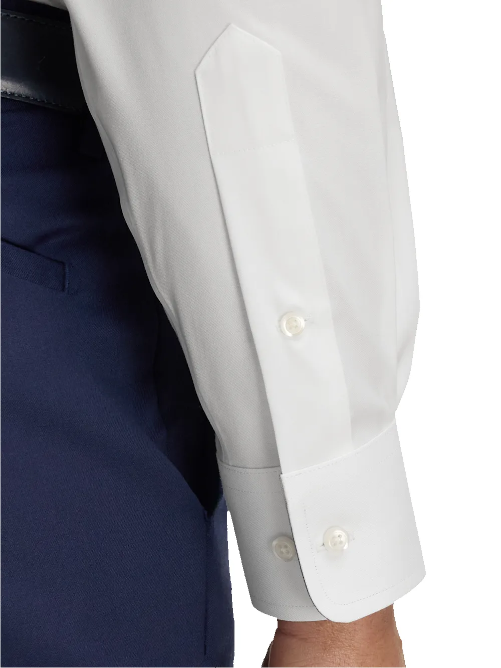 Comfort Stretch Non-Iron Solid Dress Shirt With Contrast Trim - White sold by Paul Fredrick product image thumbnail 4