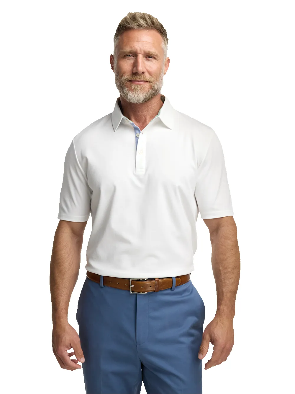 Cotton Blend Three Button Polo - White sold by Paul Fredrick product image thumbnail 5