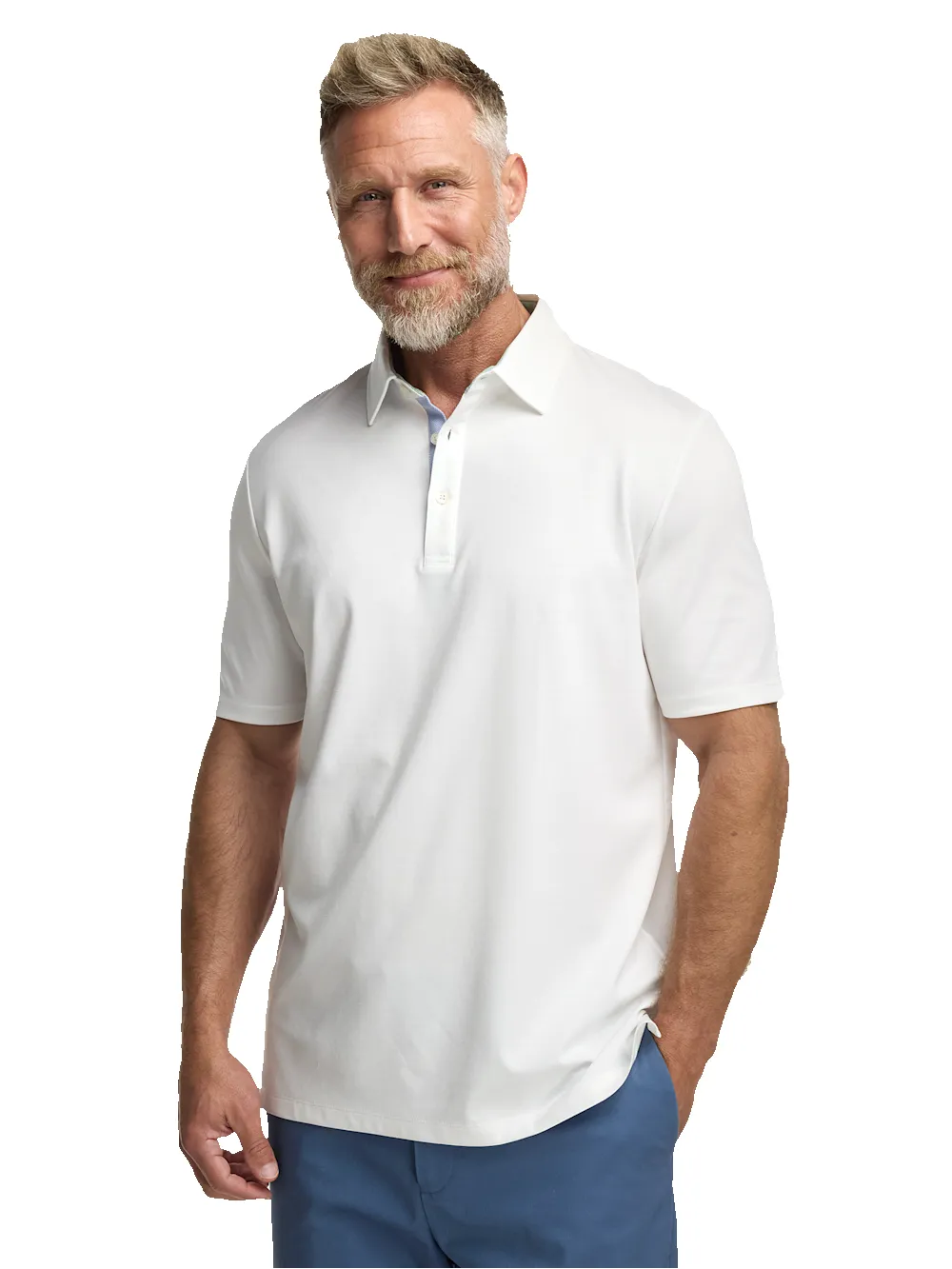 Cotton Blend Three Button Polo - White sold by Paul Fredrick product image thumbnail 2