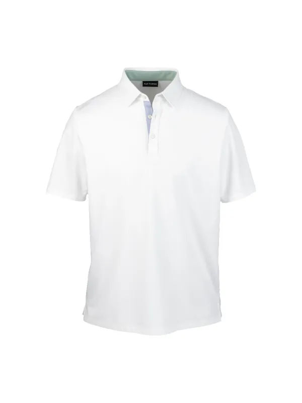 Cotton Blend Three Button Polo - White sold by Paul Fredrick