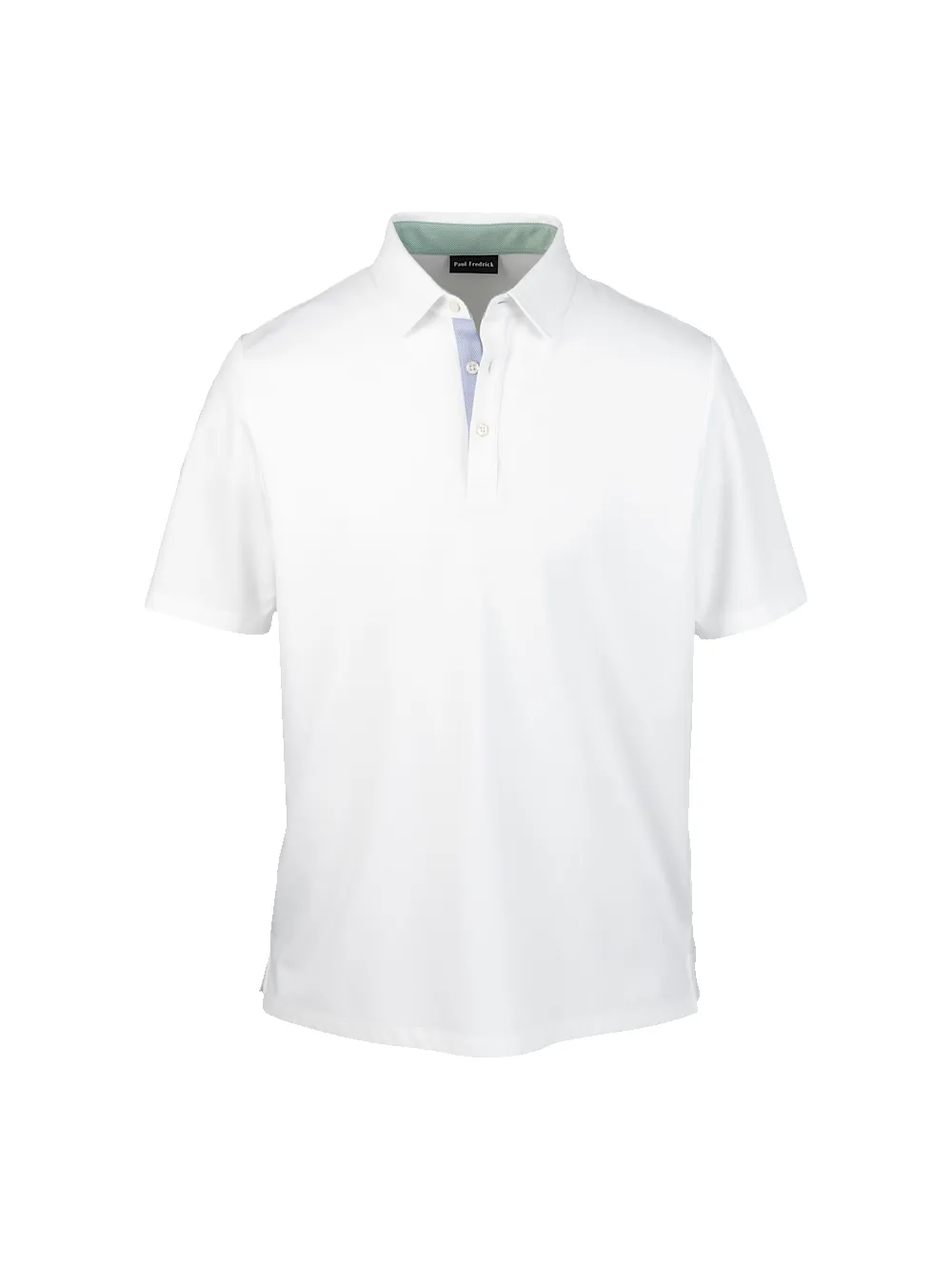 Cotton Blend Three Button Polo - White sold by Paul Fredrick
