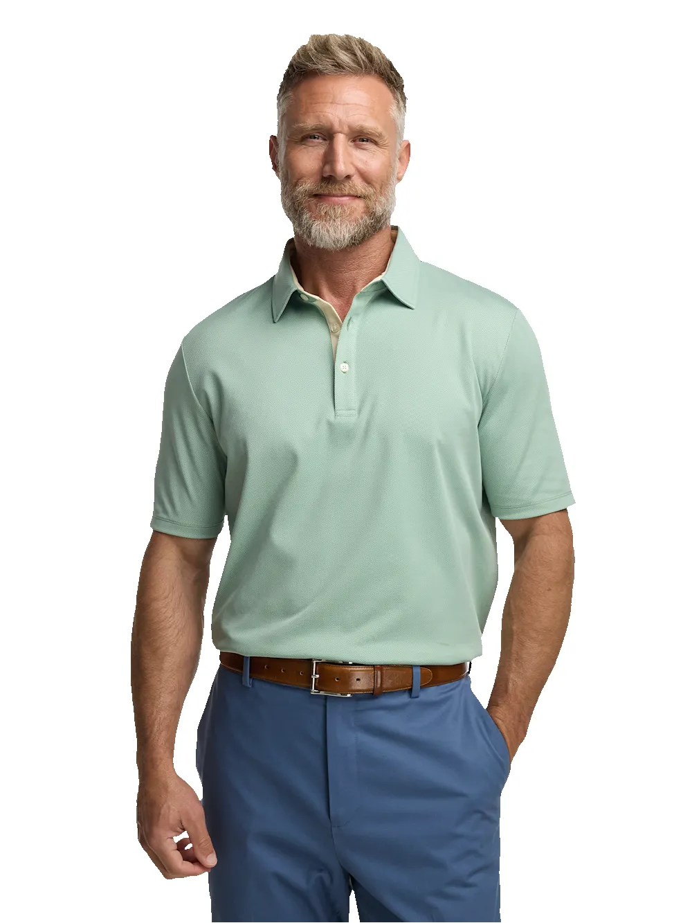 Cotton Blend Three Button Polo - Green sold by Paul Fredrick product image thumbnail 5