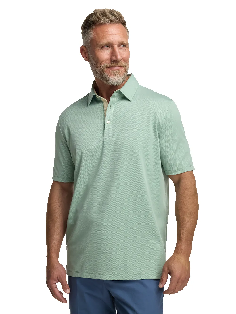 Cotton Blend Three Button Polo - Green sold by Paul Fredrick product image thumbnail 2