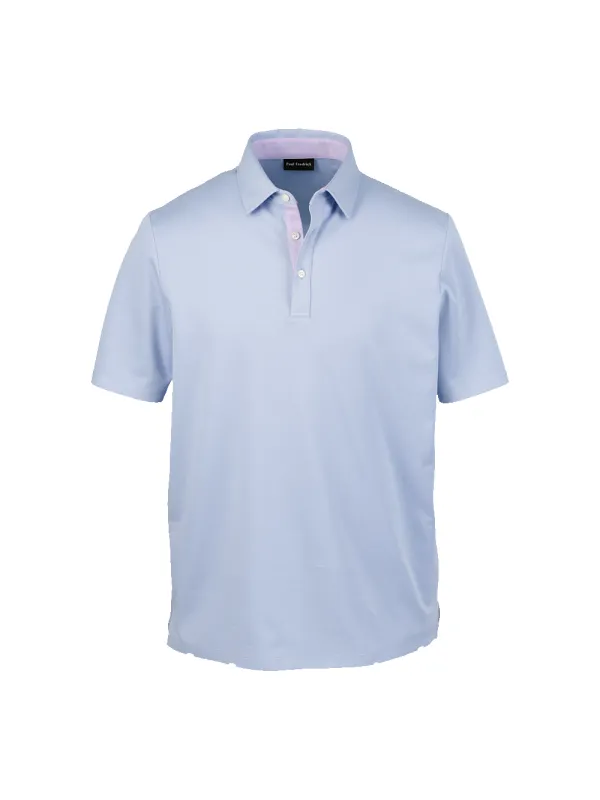 Cotton Blend Three Button Polo - Blue sold by Paul Fredrick