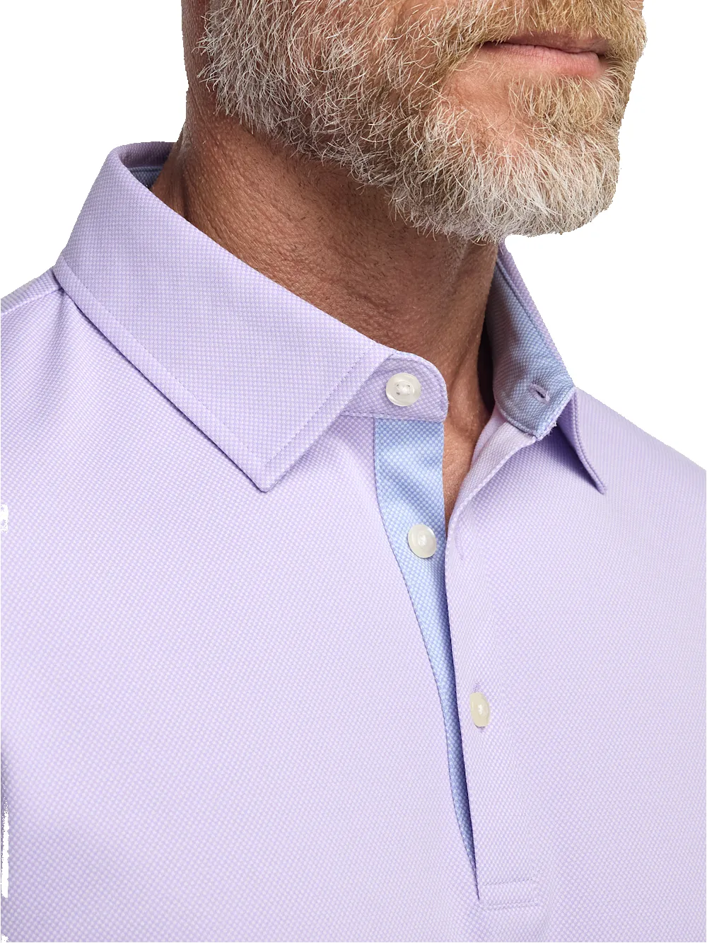 Cotton Blend Three Button Polo - Lavender sold by Paul Fredrick product image thumbnail 3