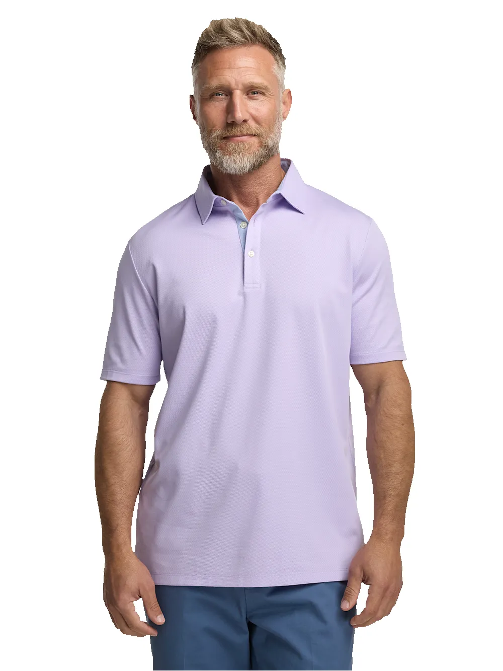 Cotton Blend Three Button Polo - Lavender sold by Paul Fredrick product image thumbnail 2