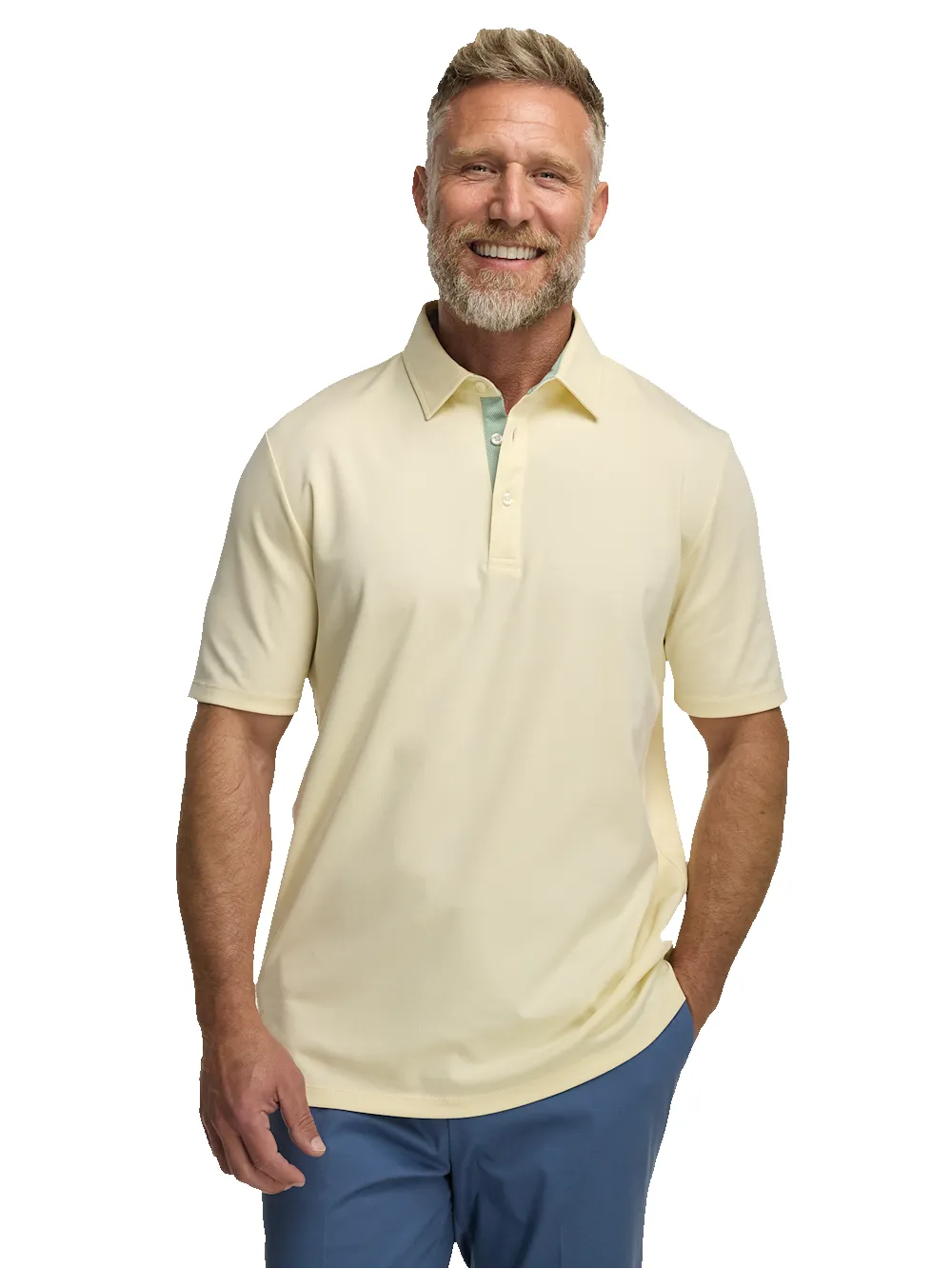 Cotton Blend Three Button Polo - Light Yellow sold by Paul Fredrick product image thumbnail 2