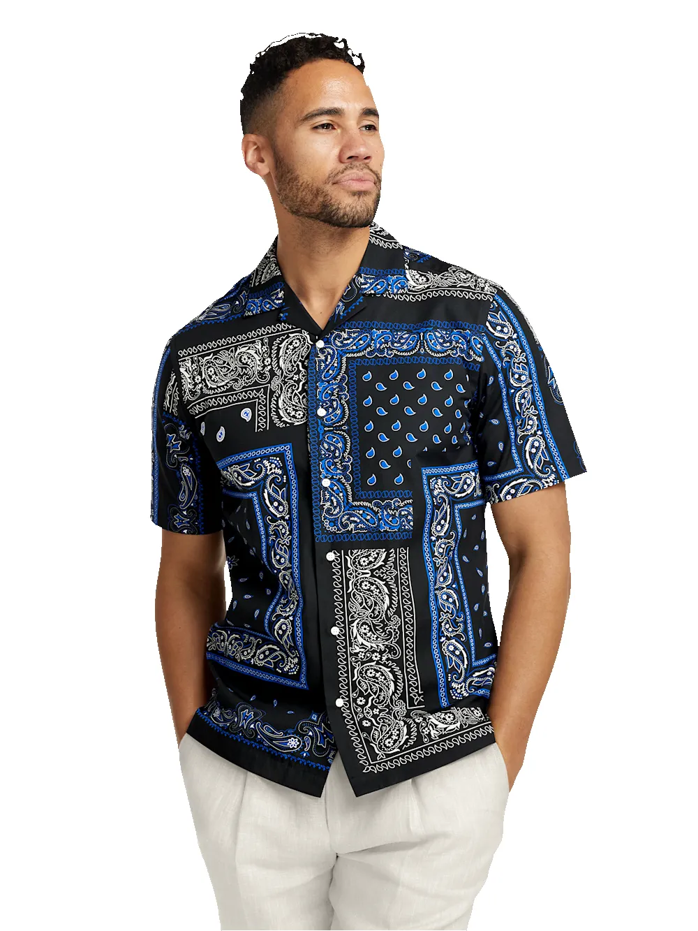 Cotton Paisley Print Casual Shirt - Black sold by Paul Fredrick product image thumbnail 2