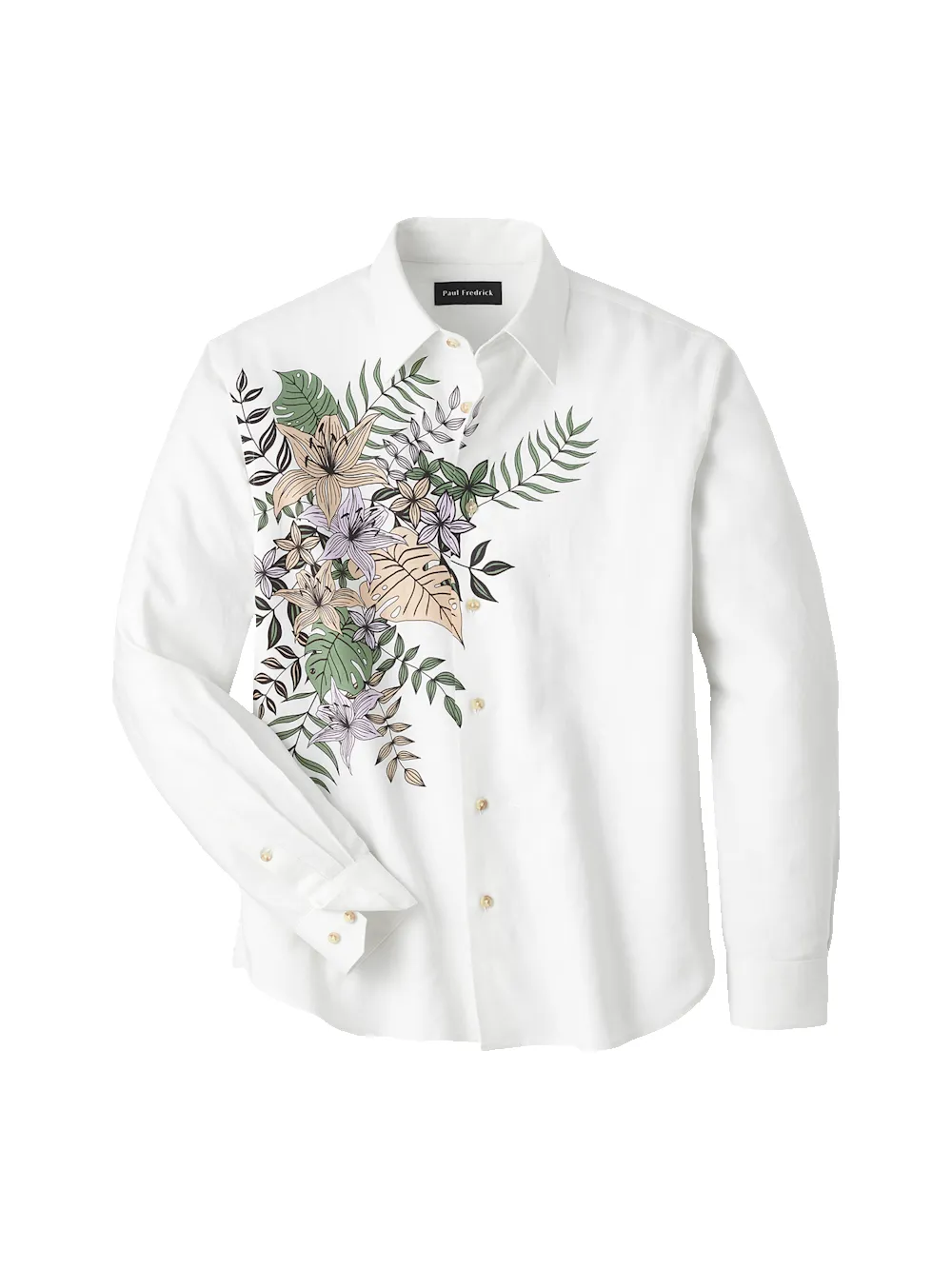 Linen Blend Print Panel Casual Shirt - Multi sold by Paul Fredrick