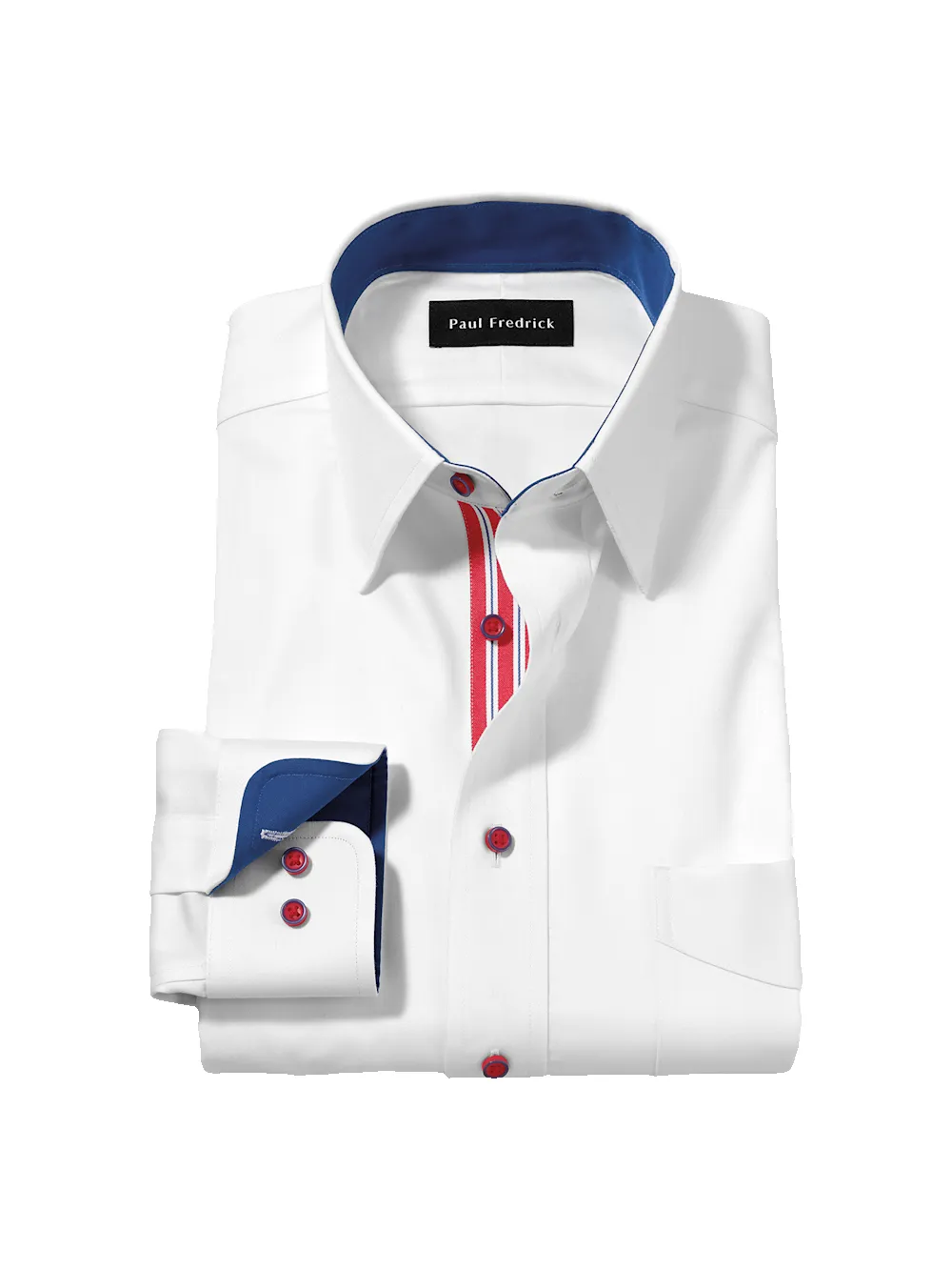 Comfort Stretch Non-Iron Solid Dress Shirt With Contrast Trim - White sold by Paul Fredrick