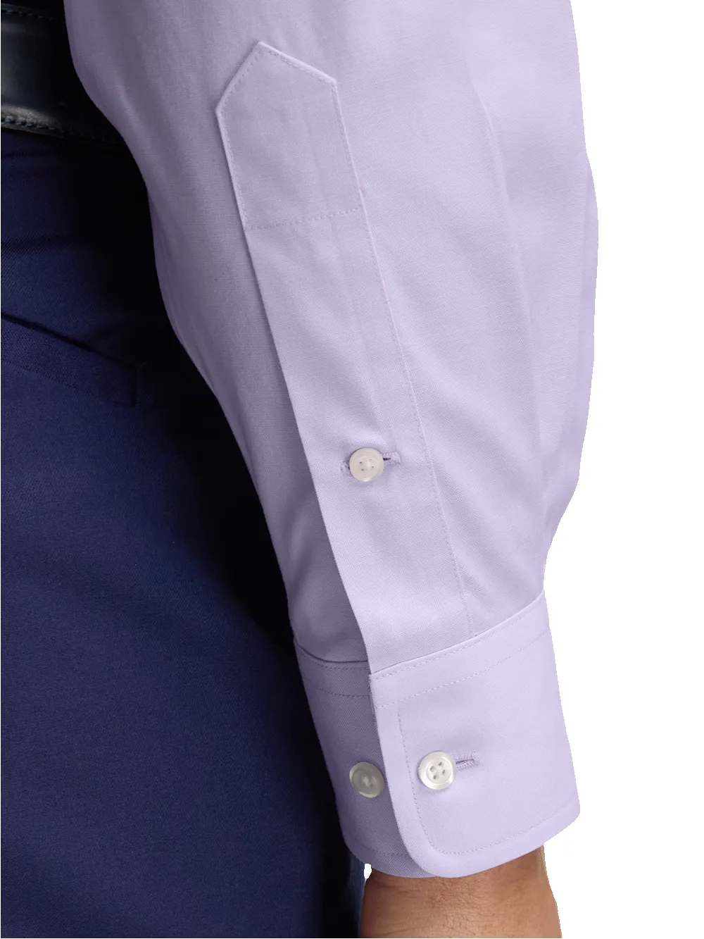 Comfort Stretch Non-Iron Solid Dress Shirt With Contrast Trim - Purple sold by Paul Fredrick product image thumbnail 4