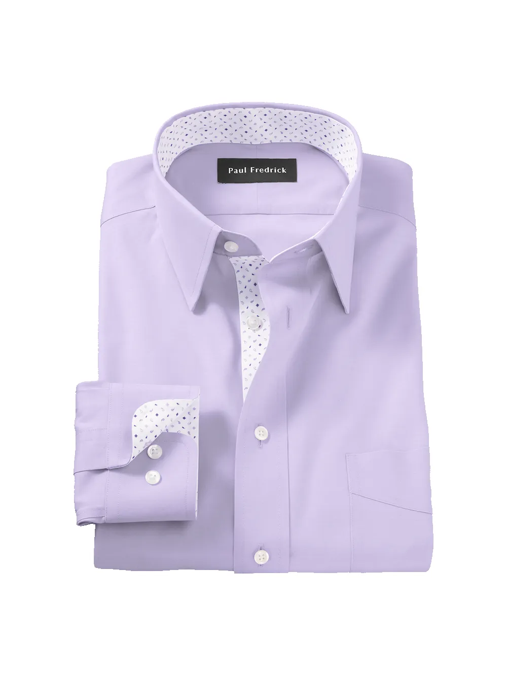 Comfort Stretch Non-Iron Solid Dress Shirt With Contrast Trim - Purple sold by Paul Fredrick