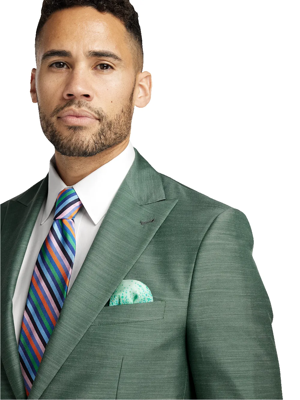 Microfiber Linen Blend Peak Lapel Suit - sold by Paul Fredrick product image thumbnail 3